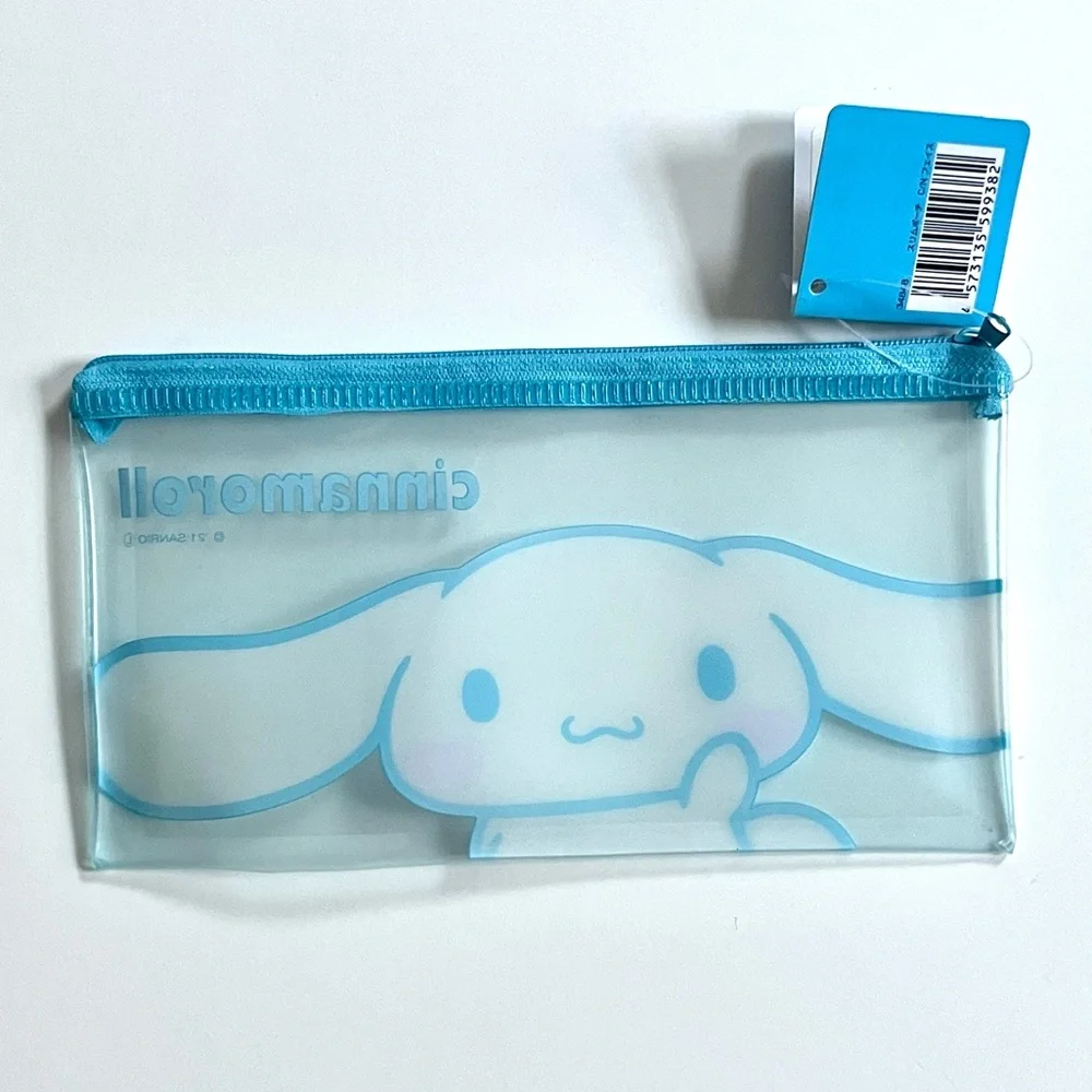🍭3/$15 Sanrio Cinnamaroll kawaii clear blue slim zipper pencil pouch